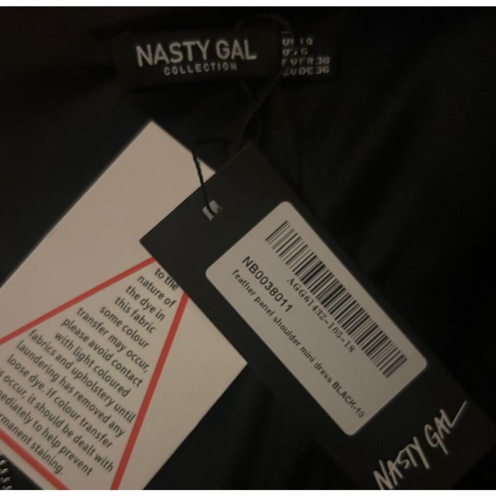 Nasty Gal Vegan Leather Mini Dress – Feather Shoulders, NWT - Picture 6 of 7